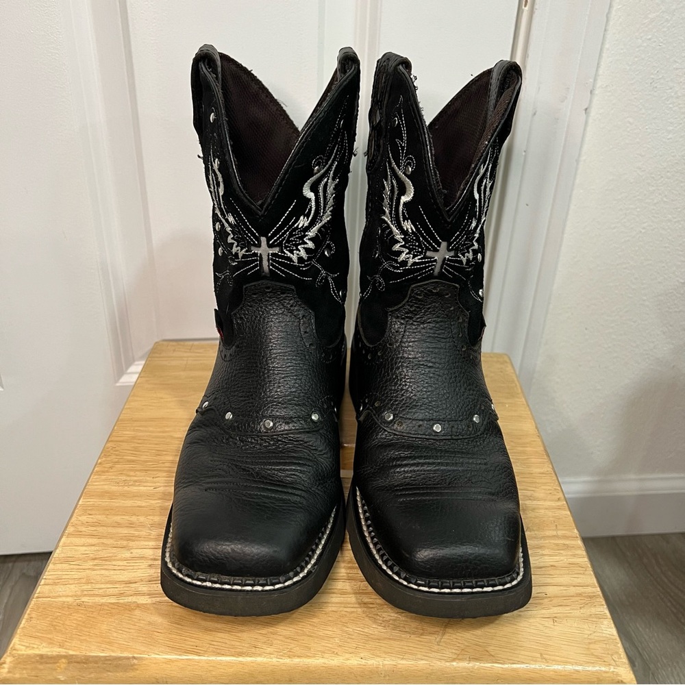 Justin Gypsy Mandra Women’s Black Suede and Leather Boots size 7.5B